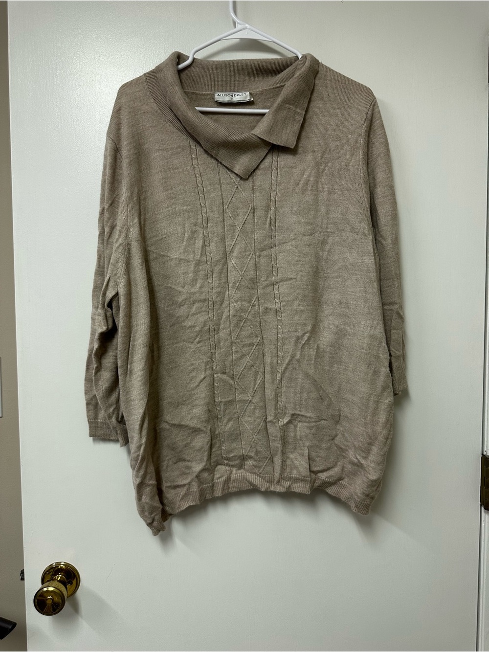 Allison Daley Taupe Collared Knit Sweater
